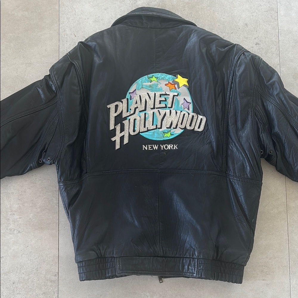 Planet Hollywood New York Black Leather Jacket